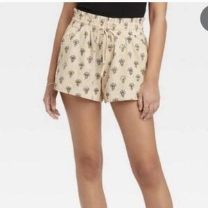 A New Day Linen Paper Bag Pull On Shorts Small